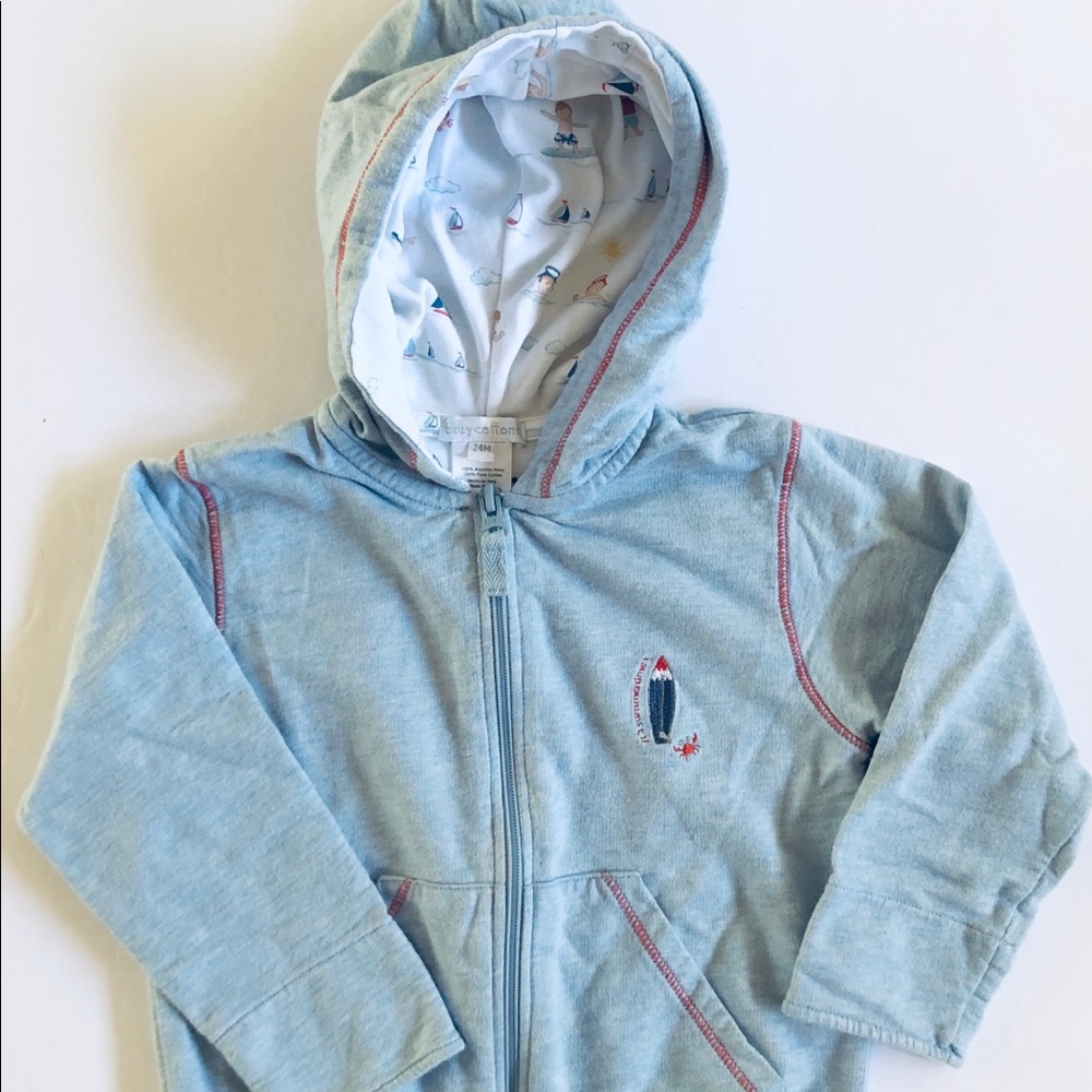 Babycottons boys summer blue hoodie sweatshirt
